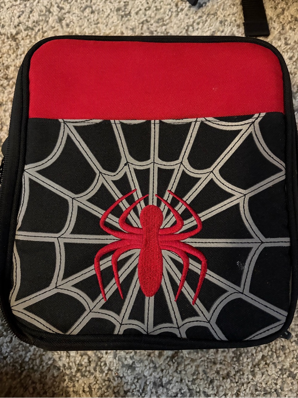 Pottery Barn Kids Red & Black Spider Web Lunch Bag